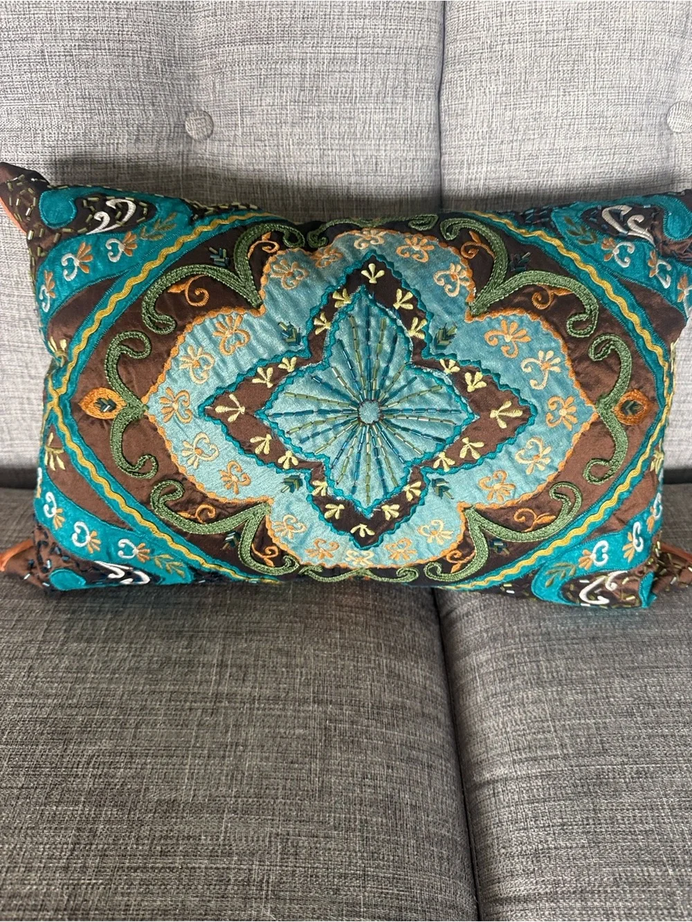 Teal Floral Embroidered Throw Blanket by Pier 1